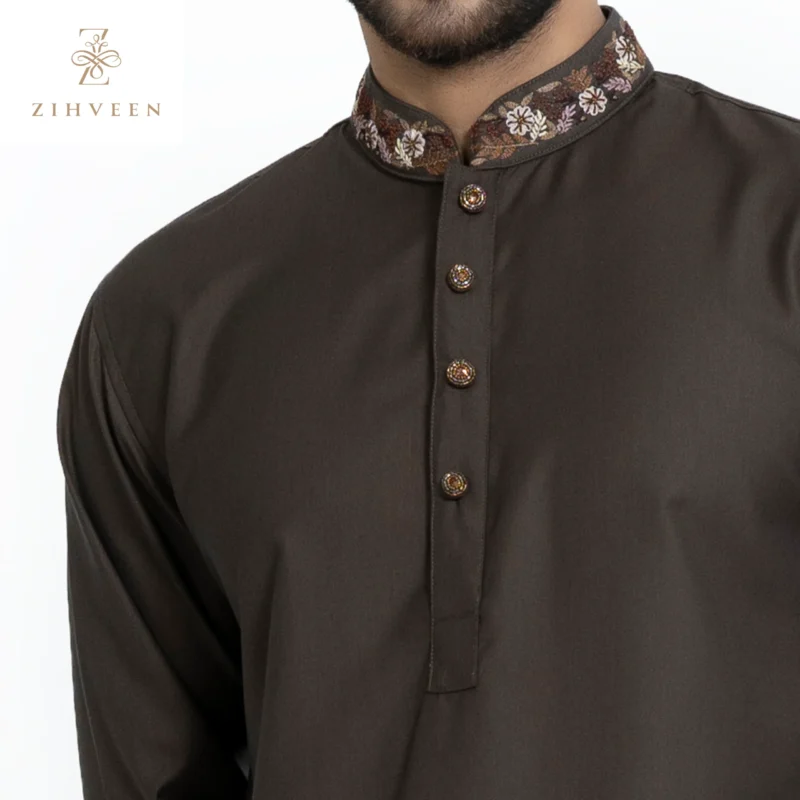 Coffee Floral Zardozi - ZVCF19A