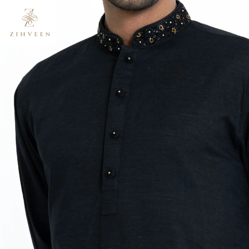 Carbon Greay Collar Zardozi - ZVCG17A