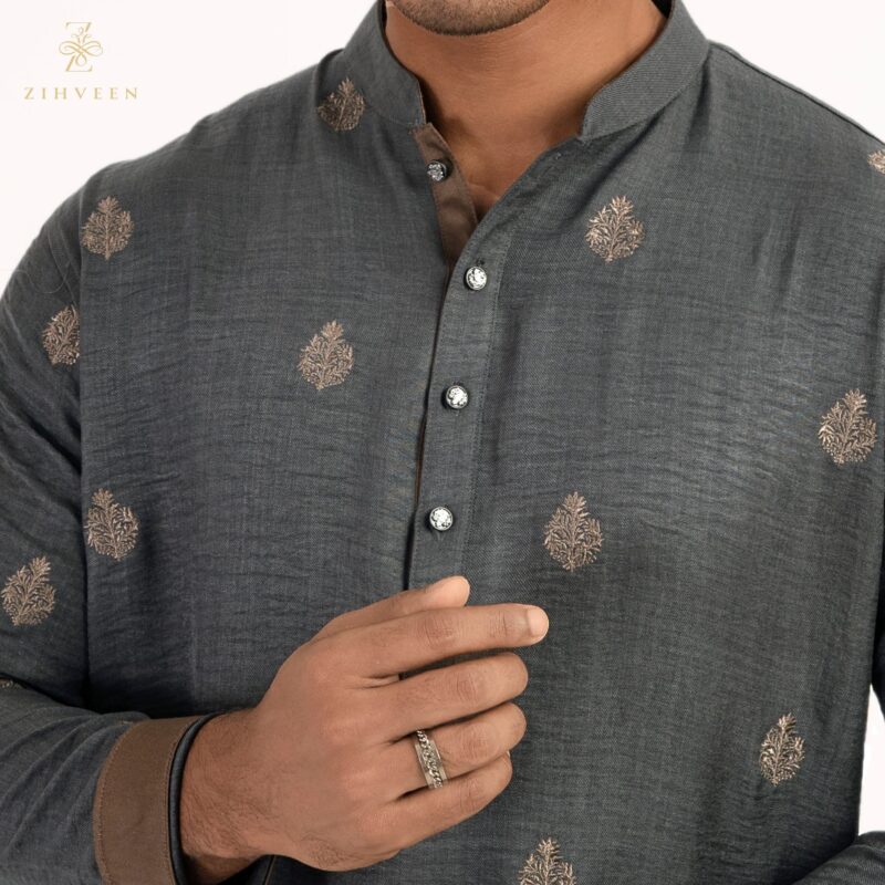 Carbon grey with allover embroidery - ZVCG2506E