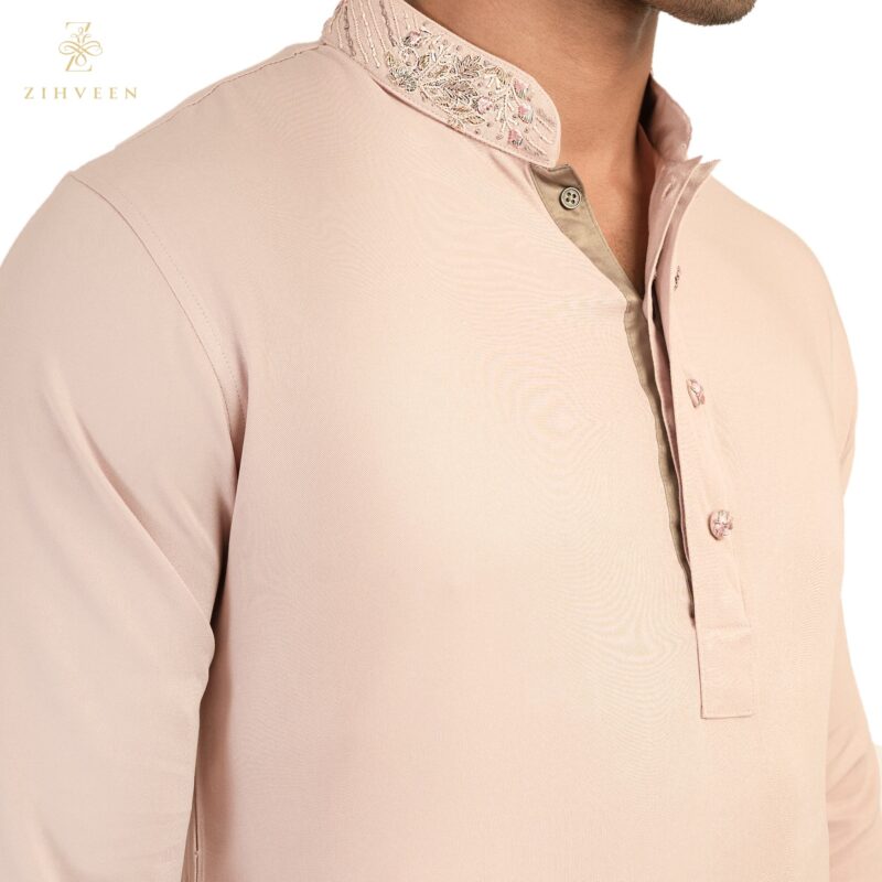 Crepe pink with collar zardozi - ZVCP2520E