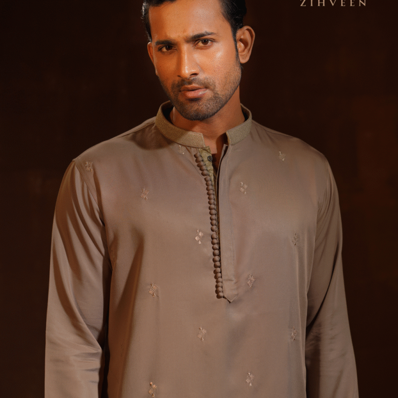 Tan Golden with allover elegant sequin embroidery