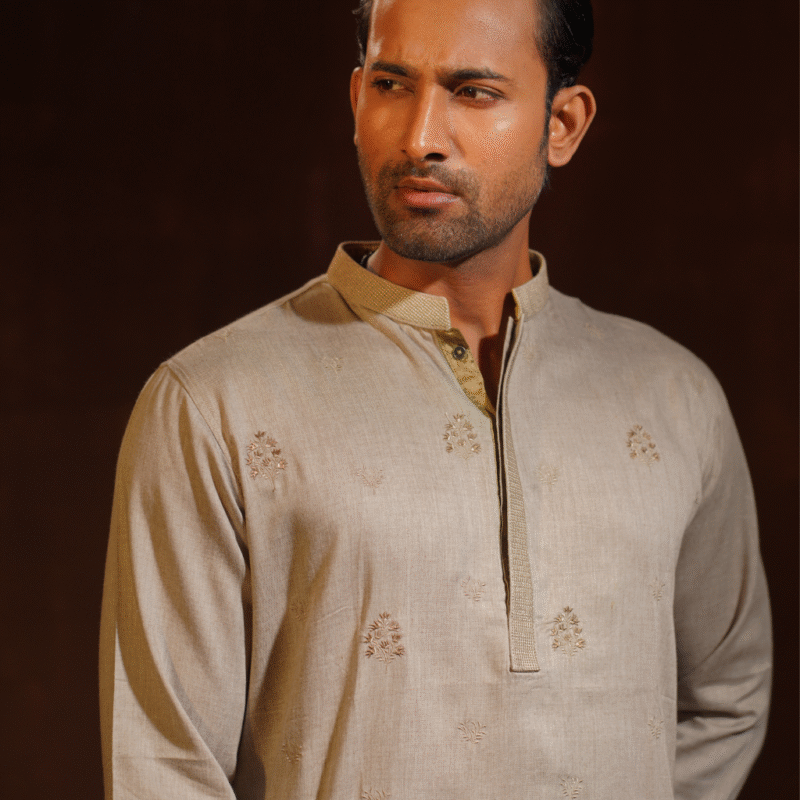 Malibu Beige color with allover different motif embroidery