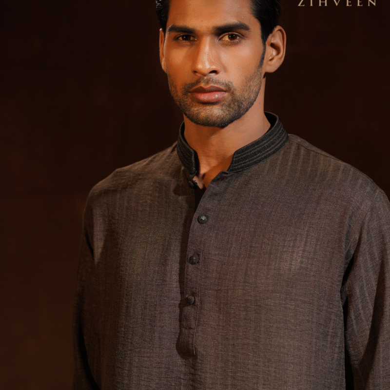 Coffee Stripe with fusion embroidery