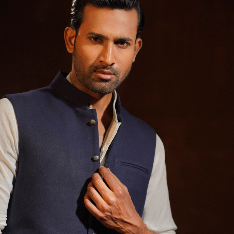 Navy Blue vest with elegant button