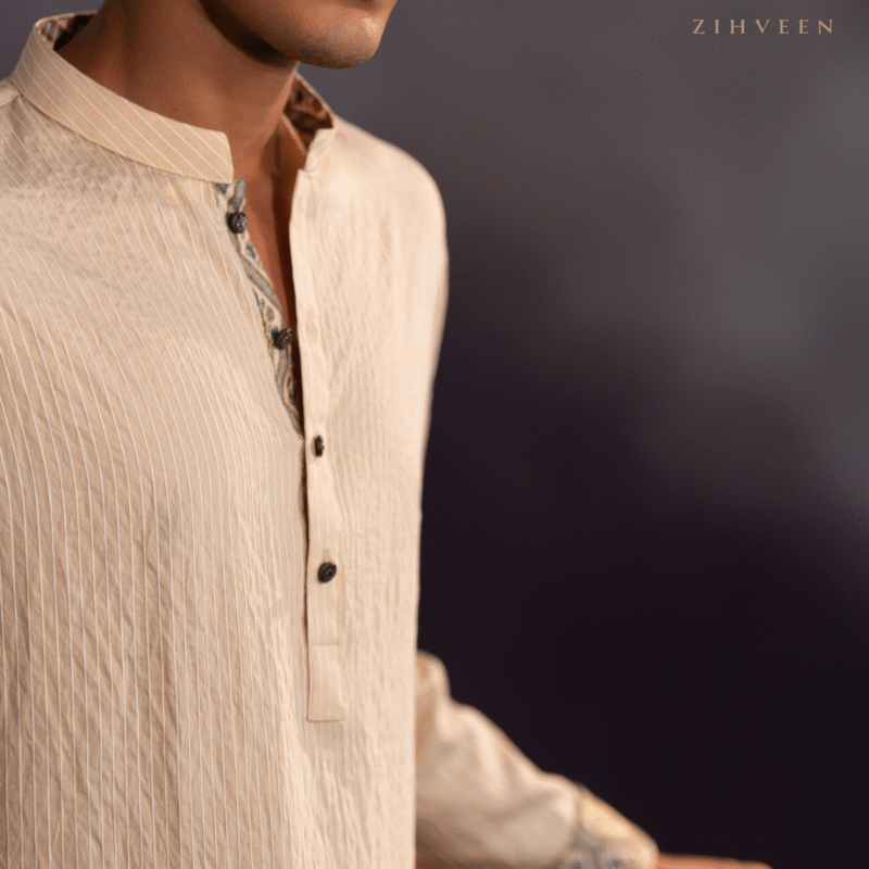 Milk orange stripe with Elegant button